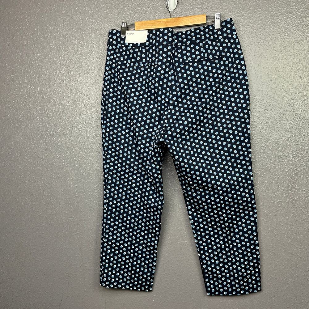 Ann Taylor Factory The Crop Mid Rise Slim Leg 12 Dress Pants Blue Polka Dot NEW - Picture 2 of 8